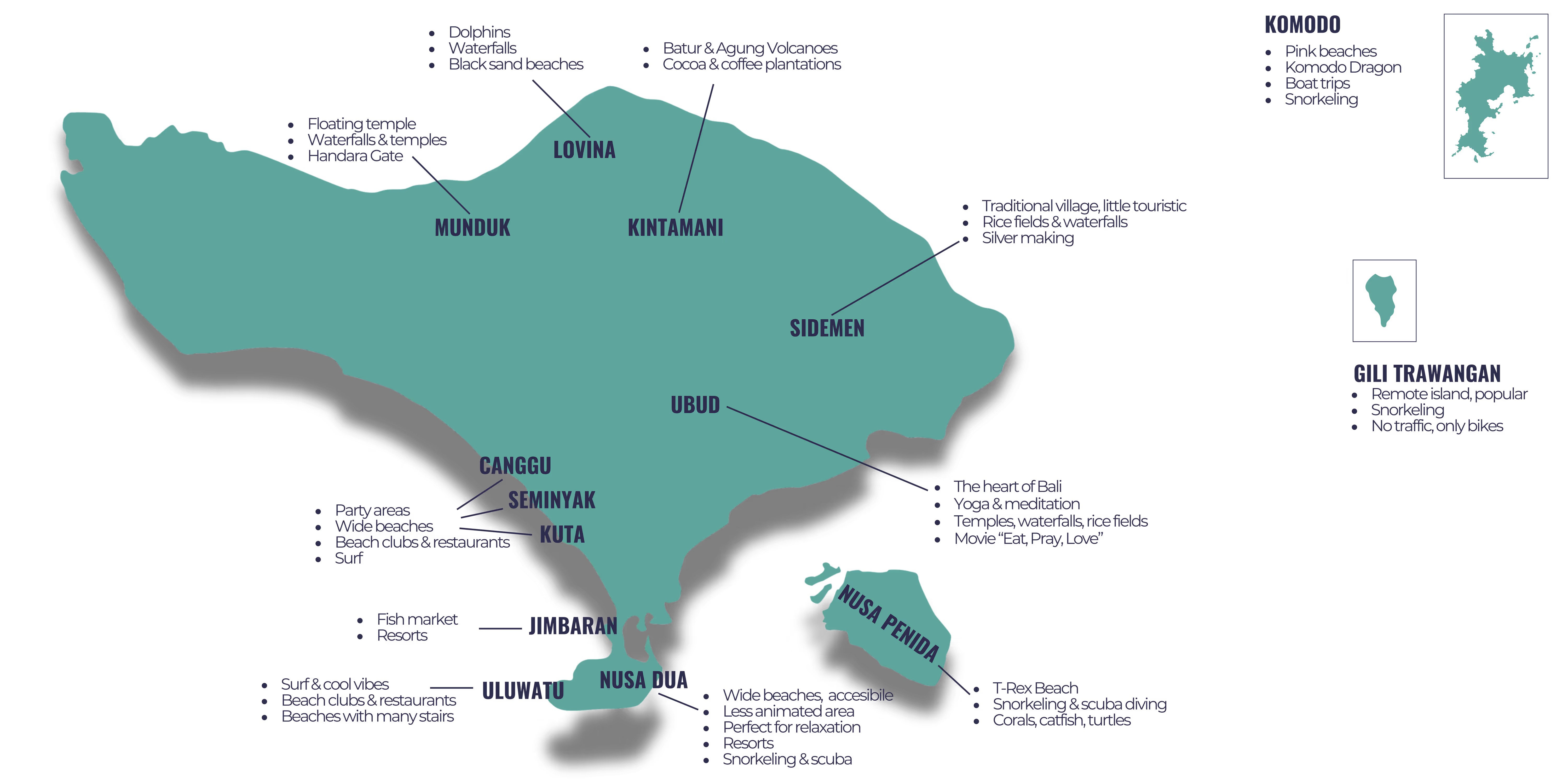 Bali areas map by Beyond Bali Travel